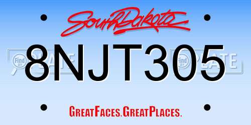 8NJT305 South Dakota License Plate