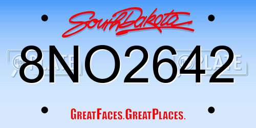 8NO2642 South Dakota License Plate