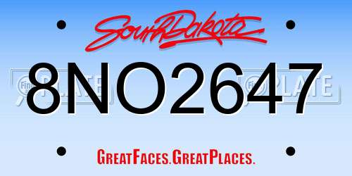 8NO2647 South Dakota License Plate