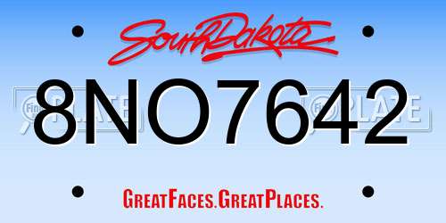 8NO7642 South Dakota License Plate