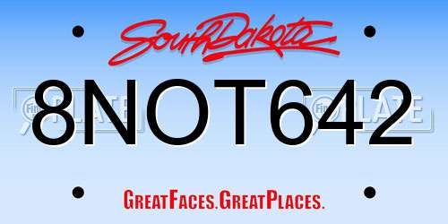 8NOT642 South Dakota License Plate