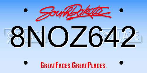 8NOZ642 South Dakota License Plate