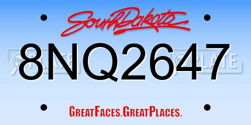 8NQ2647 South Dakota License Plate