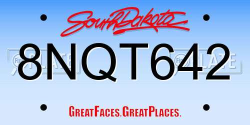 8NQT642 South Dakota License Plate