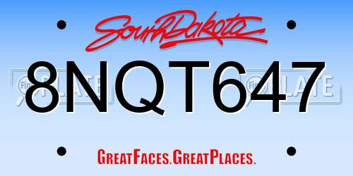 8NQT647 South Dakota License Plate