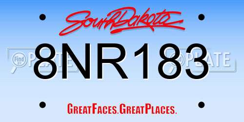 8NR183 South Dakota License Plate