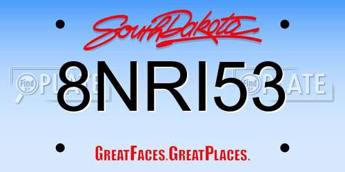 8NRI53 South Dakota License Plate