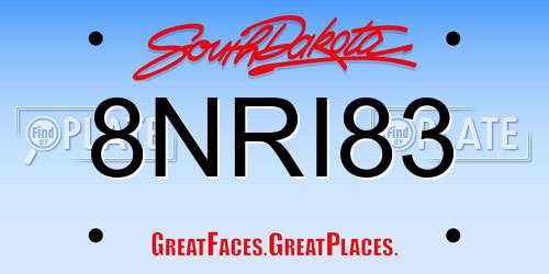 8NRI83 South Dakota License Plate