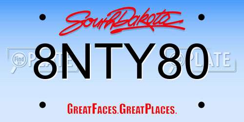 8NTY80 South Dakota License Plate