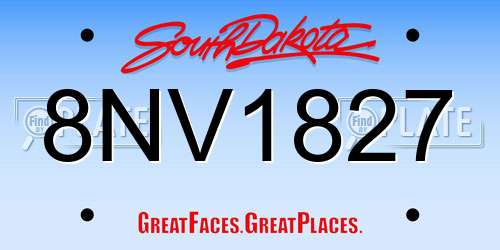 8NV1827 South Dakota License Plate