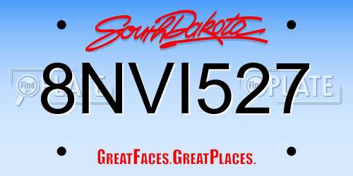 8NVI527 South Dakota License Plate