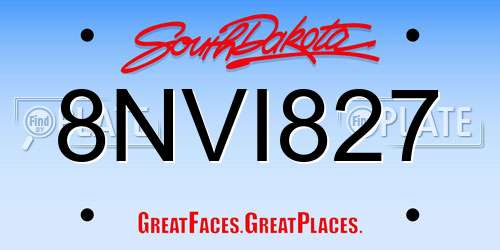 8NVI827 South Dakota License Plate
