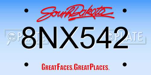 8NX542 South Dakota License Plate