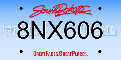 8NX606 South Dakota License Plate