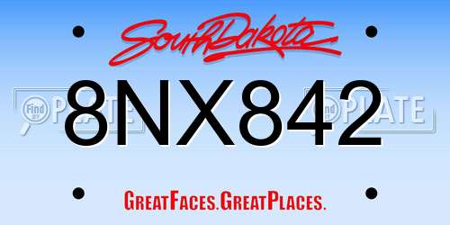 8NX842 South Dakota License Plate