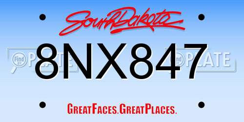 8NX847 South Dakota License Plate