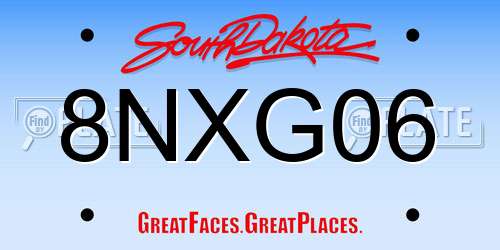 8NXG06 South Dakota License Plate