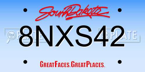 8NXS42 South Dakota License Plate