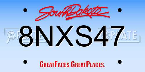 8NXS47 South Dakota License Plate