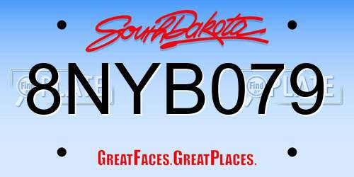8NYB079 South Dakota License Plate