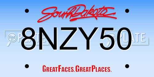 8NZY50 South Dakota License Plate