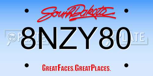 8NZY80 South Dakota License Plate