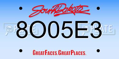 8O05E3 South Dakota License Plate