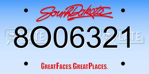 8O06321 South Dakota License Plate