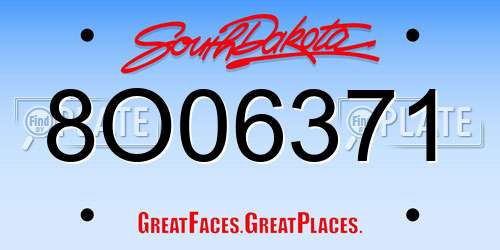 8O06371 South Dakota License Plate