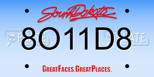 8O11D8 South Dakota License Plate