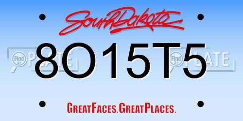 8O15T5 South Dakota License Plate