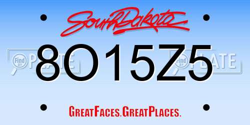 8O15Z5 South Dakota License Plate