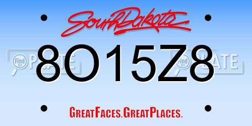 8O15Z8 South Dakota License Plate