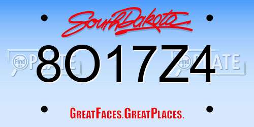 8O17Z4 South Dakota License Plate