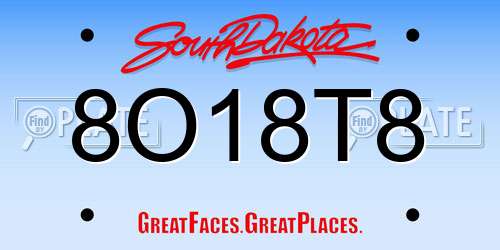 8O18T8 South Dakota License Plate
