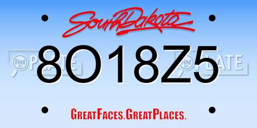 8O18Z5 South Dakota License Plate
