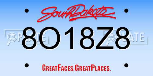 8O18Z8 South Dakota License Plate