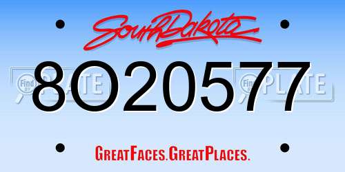 8O20577 South Dakota License Plate