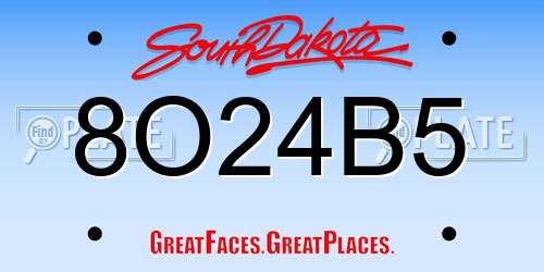 8O24B5 South Dakota License Plate