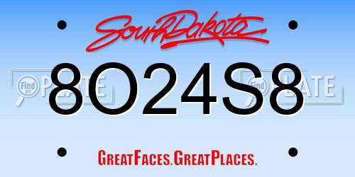 8O24S8 South Dakota License Plate