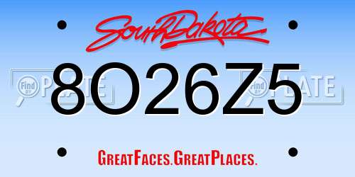 8O26Z5 South Dakota License Plate