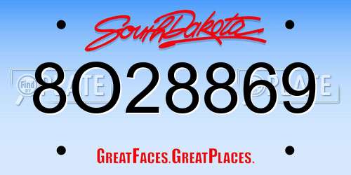 8O28869 South Dakota License Plate