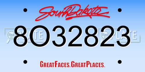 8O32823 South Dakota License Plate