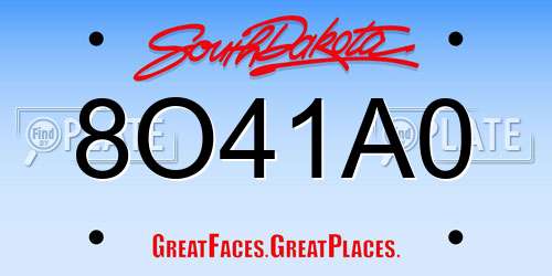 8O41A0 South Dakota License Plate