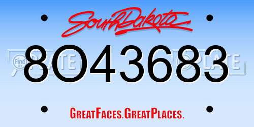 8O43683 South Dakota License Plate