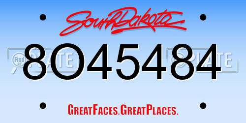 8O45484 South Dakota License Plate