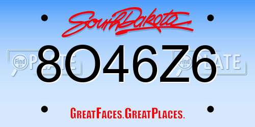 8O46Z6 South Dakota License Plate
