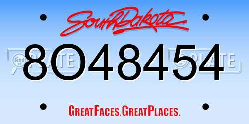 8O48454 South Dakota License Plate