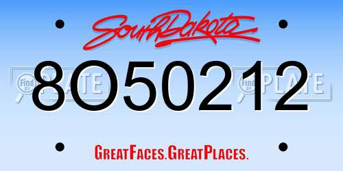 8O50212 South Dakota License Plate