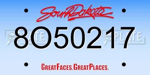 8O50217 South Dakota License Plate